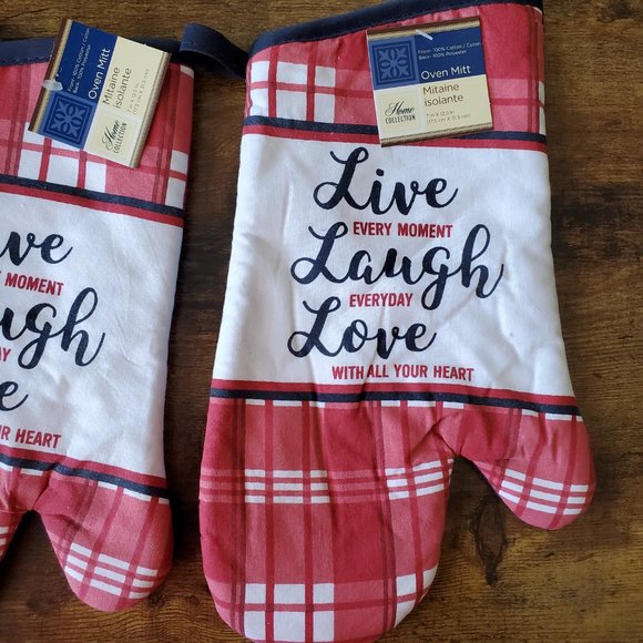 Kitchen Oven Mitts, Red White Blue, Live Laugh Love, Gingham, July 4th decor - Picture 2 of 4